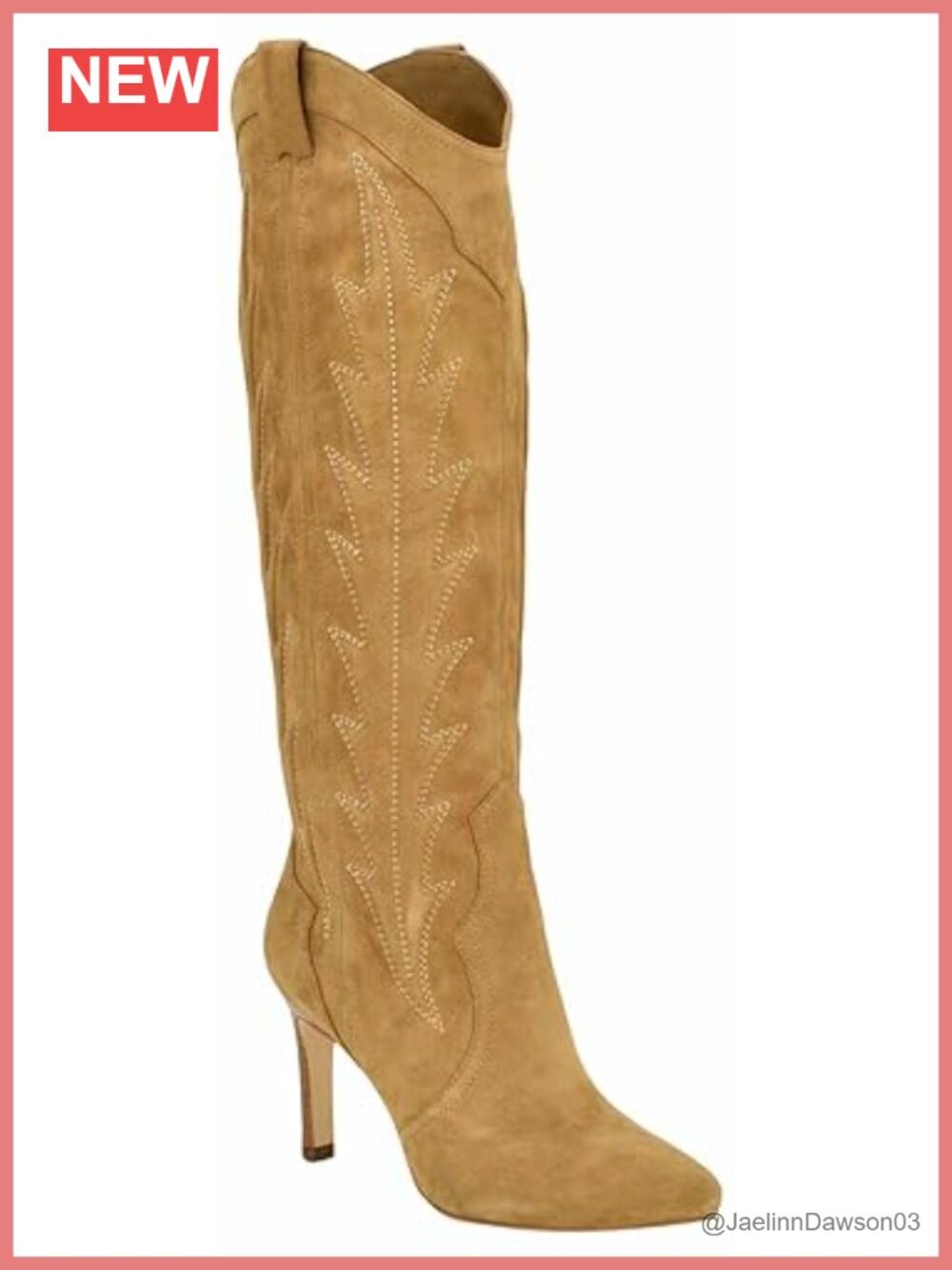 Nine West Radory Suede Embroidered Knee High Stiletto Heel Boots